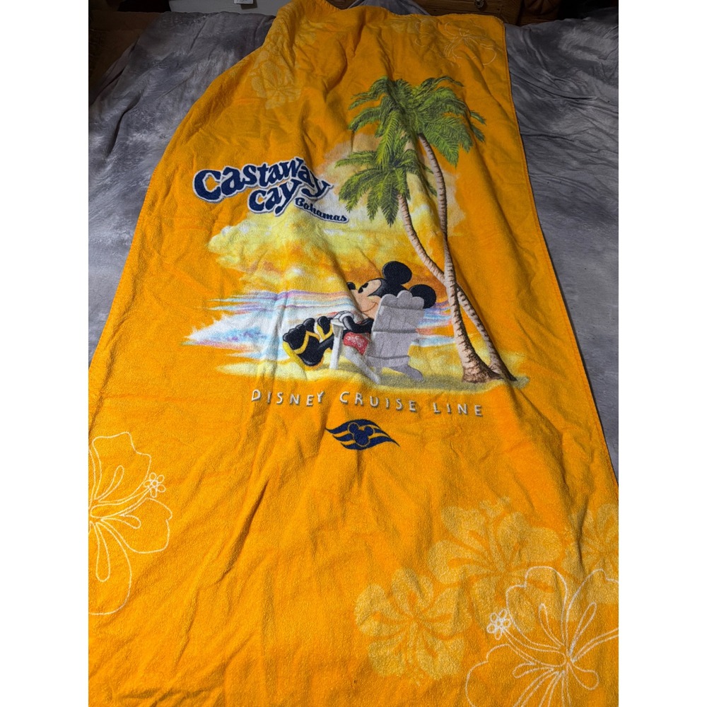 Disney Cruise Line Castaway Cay Bahamas Mickey Mouse Orange Beach Towel